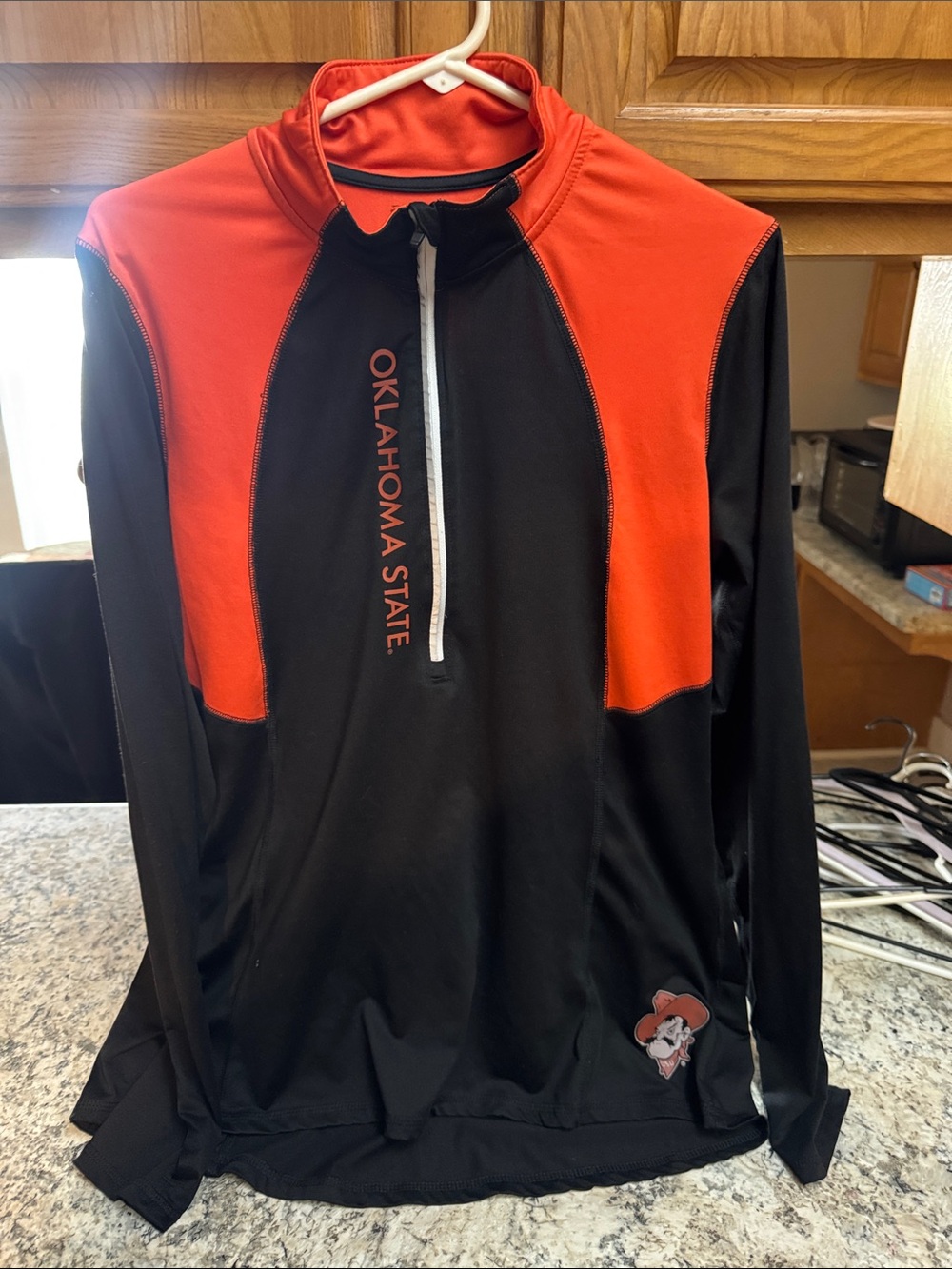Oklahoma State Men’s Long Sleeve Swim Rash Guard - Black & Orange Rival Threads